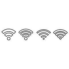 Signal set vector icons. Radio signals waves and light rays, radar, wifi, antenna and satellite signal symbols. Wireless technologys. Vector illustration.