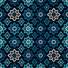 Fototapeta premium abstract designs, geometric shapes, animal motifs, monogram Seamless pattern design,textile pattern, a collection of Korean words