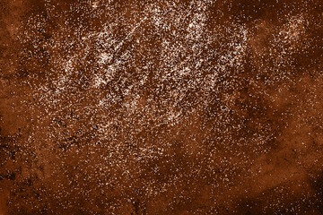 Fototapeta na wymiar Dark brown holiday abstract background with gold confetti. Sparkling texture. Festive backdrop for your projects. Demonstrating color of 2024 year - peach.