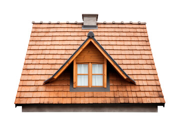 tile roof with window isolated on transparent background, png file
