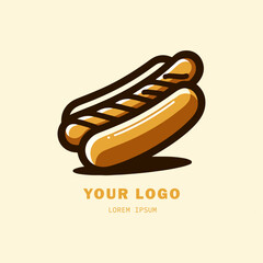simple and minimal vector hotdog logo illustration - obrazy, fototapety, plakaty