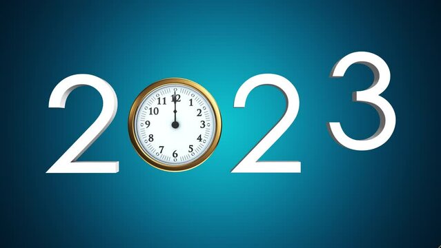 Happy new year 2024 replacing 2023 with Clock and Confetti