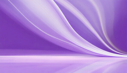 An abstract modern light lilac backdrop for a product presentation with floor and smoke