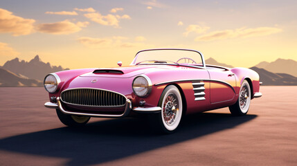 Fototapeta na wymiar Powerful Pink an Gold Sports Roadster Coupe Car