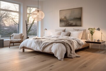 beautiful house design bedroom interior decorating with wooden furniture and cosy comfort material color tone scheme room interior design concept daylight bright and clean cosy comfort design theme