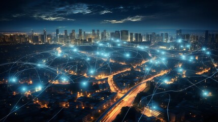 Fototapeta na wymiar Urban Connectivity: Seamless Wireless Network and City Connection Technology