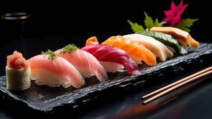 Culinary of Elegance Omakase with a Traditional Japanese Chef Expertly Serving Culinary