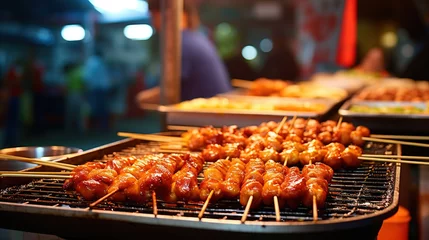 Fotobehang Korean Street Food Delights Featuring Irresistible Tteokbokki, Savory Odeng © Magenta Dream