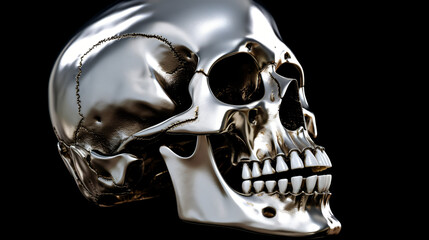 Silver Human Female Skull
