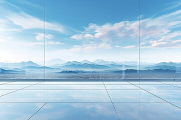 Panorama. Horizontal view for a glass panels . Template banner , Elements furnished