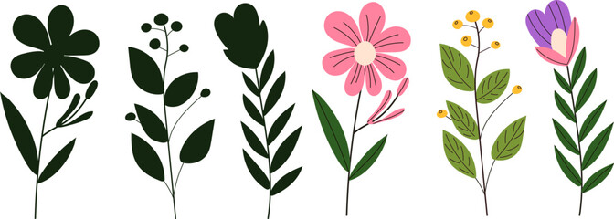 Flowers in a flat style on a white background vector