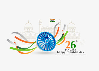 Banner design of happy Indian republic day template. - obrazy, fototapety, plakaty