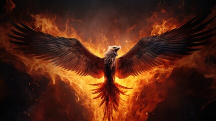 Phoenix rising from flames