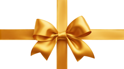 Cross golden ribbon and bow, cut out