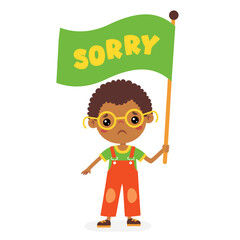 Cartoon Little Kid Saying Sorry