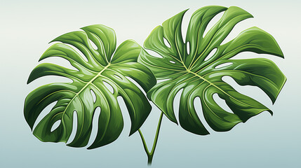 Monstera Deliciosa plant leaf, generative ai