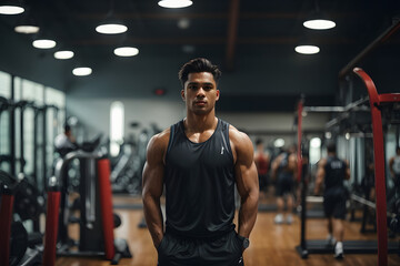 Fototapeta na wymiar portrait of a fitness man at the gym