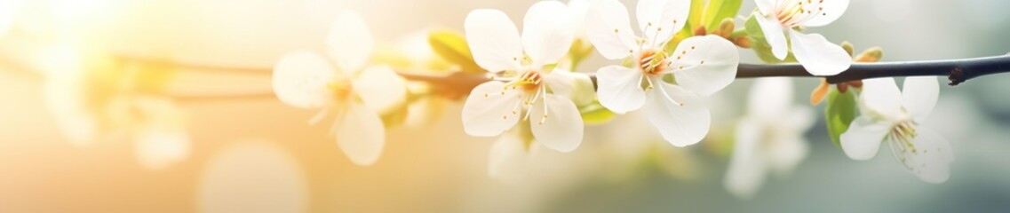Branch of Blossoming Flowers in Light