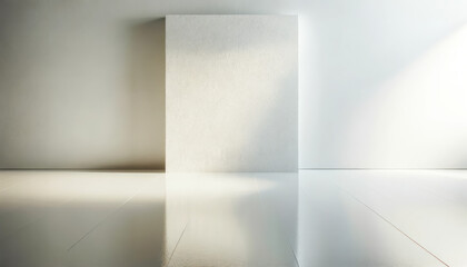 Serene Simplicity: White Textured Wall with Reflective Gloss Floor
