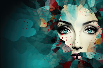 A sad woman with bright make-up and abstract background. . February:  Sexual Abuse & Sexual Violence Awareness Week or April: Sexual Assault Awareness Month (SAAM)