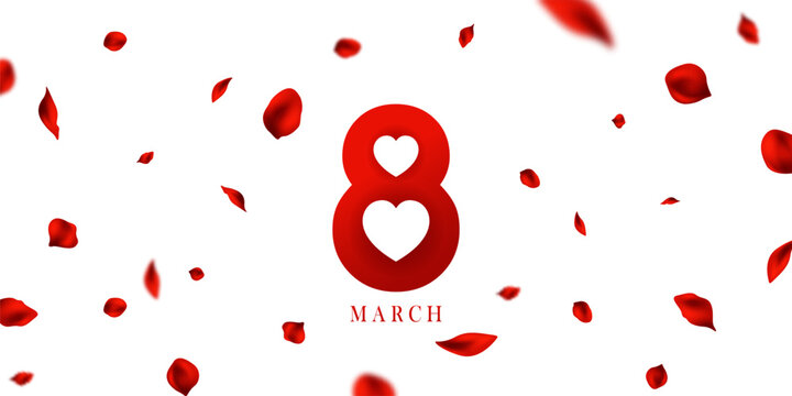 Women's Day poster or banner 8 March. Promotional and shopping template design for love and women's day concept.