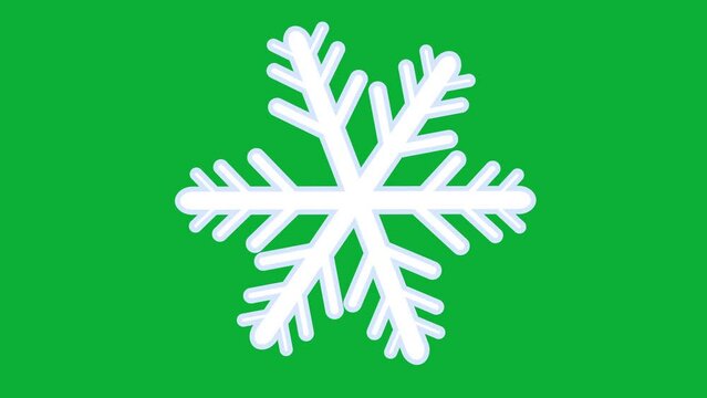 Isolated Snowflake Rotating On Isolated Green Screen. Christmas And New Year Background. Winter Background With Motion Snowflake Gif Design For Creative Designs Merry Christmas And Happy New Year.