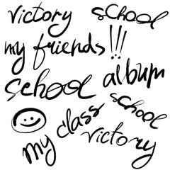 black and white lettering for the school yearbook, hand-drawn, clipart