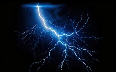 Lightning strike on black background