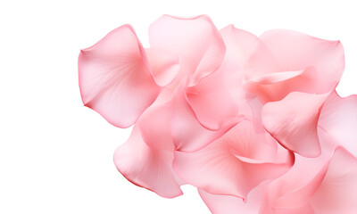 Pétalos de flores rosas en fondo transparente.