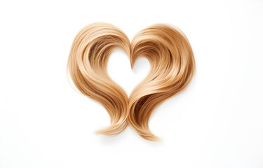 Blonde hair in shape of heart isolated on a white background