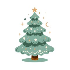クリスマスツリーのフラットデザインイラスト