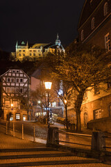 Dezember, Altstadt Marburg, keine Menschen, nächtliche Stimmung Lichter