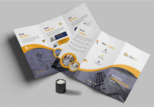 Construction Trifold Brochure Layout Template