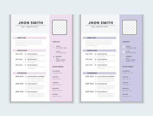 Professional resume or CV Design layout, and HR Manager is reviewing Resume information, Creative cv template vector minimalist. Job application latter, 