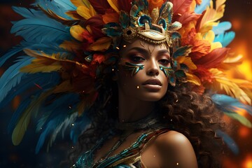 Captivating Samba Dancer: A Visual Feast of Texture and Vibrancy - obrazy, fototapety, plakaty