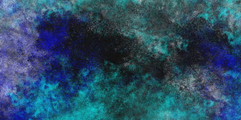 Fototapeta na wymiar dark scratch blue texture watercolor grunge old wall abstract, Aquarelle smeared abstract cosmic bright vintage dark watercolor blue and green Stars, planets and galaxy in a free space.