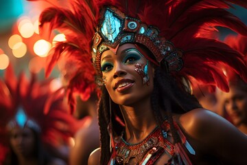 Captivating Crowd of Samba Dancers at Rio Carnival