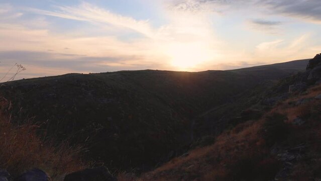 A time-lapse featuring stunning clouds drifting above a captivating gorge, captured from an elevated perspective near Amberd Fortress, uhd, 4k, 3840, 2160