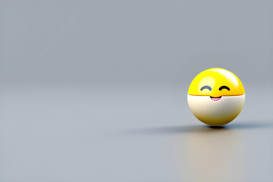 Yellow 3d ball with smile expression imoji. Generative AI
