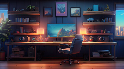 Gaming room with anime design