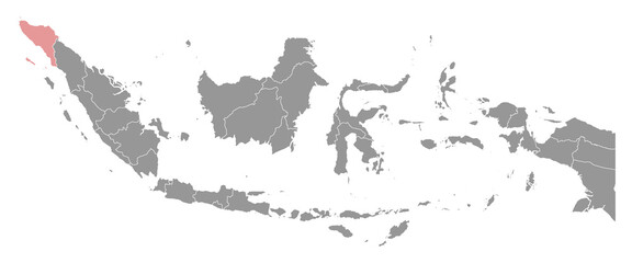 Aceh province map, administrative division of Indonesia. Vector illustration.