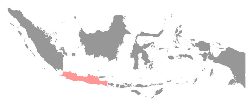 Java island map, region of Indonesia. Vector illustration.