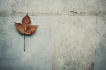 leaf on a concrete background. Generative Ai