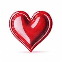 Red shiny heart isolated on white. AI generated. - obrazy, fototapety, plakaty