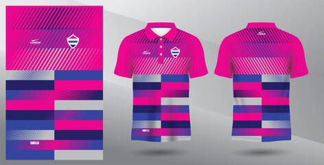 blue and pink sublimation polo sport jersey design - obrazy, fototapety, plakaty