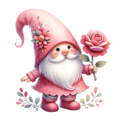 Obraz premium Happy Valentine's day gnome watercolor valentine cute gnome clipart