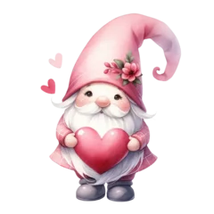 Fotobehang Happy Valentine's day gnome watercolor valentine cute gnome clipart © JR BEE