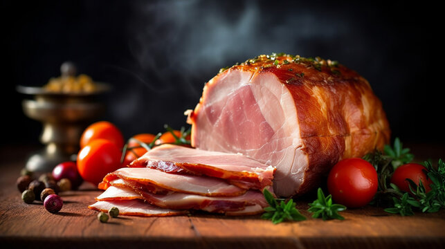 Delicious sweet grilled ham