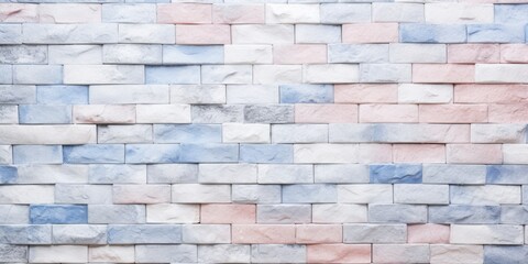 The background with the texture of a brick wall is pale pink and blue. Brickwork pattern