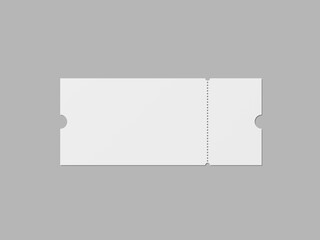 White Blank Front View Ticket Coupon Mockup 3D Rendered